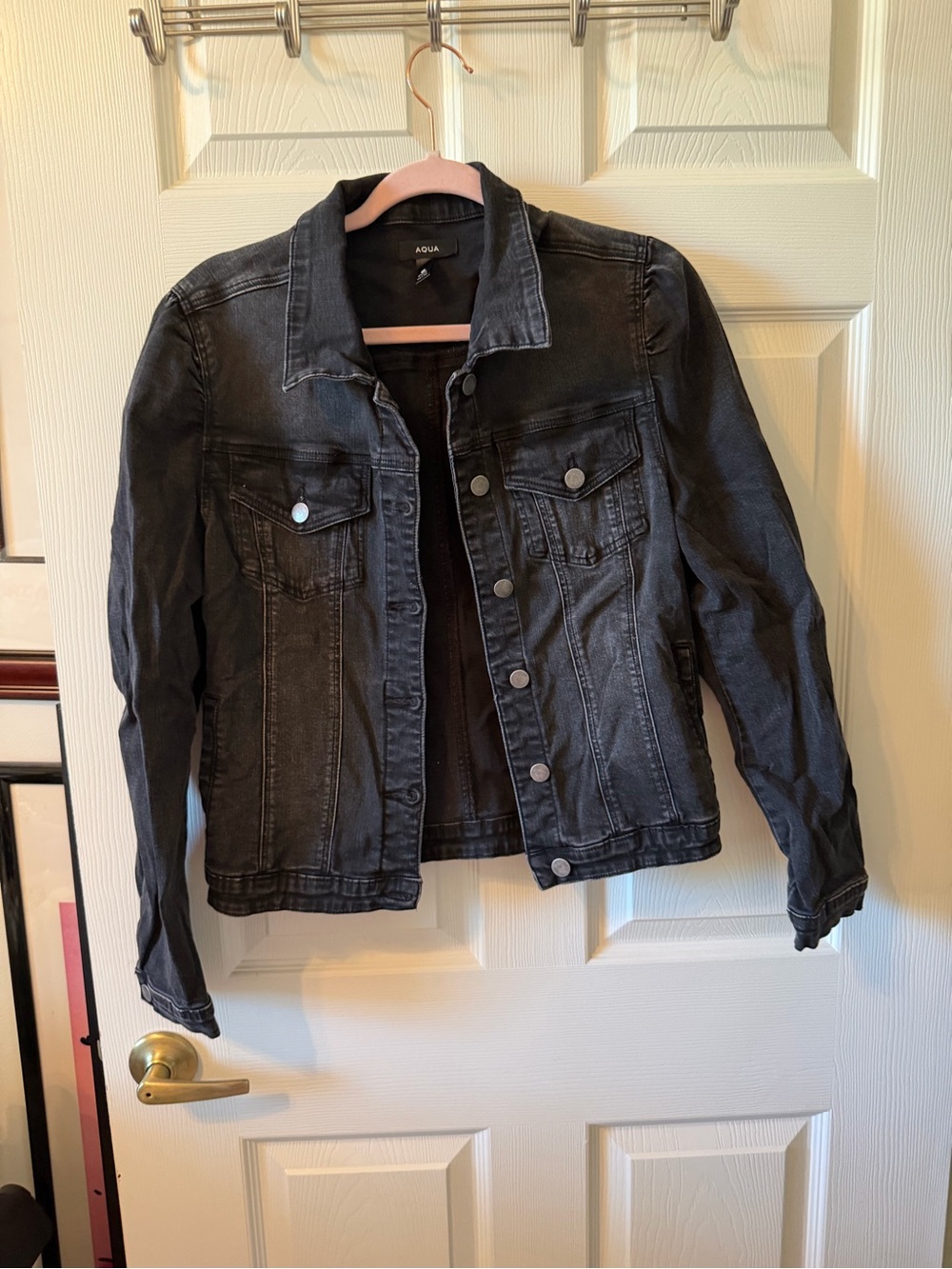 Aqua Black Washed Denim Jean Jacket